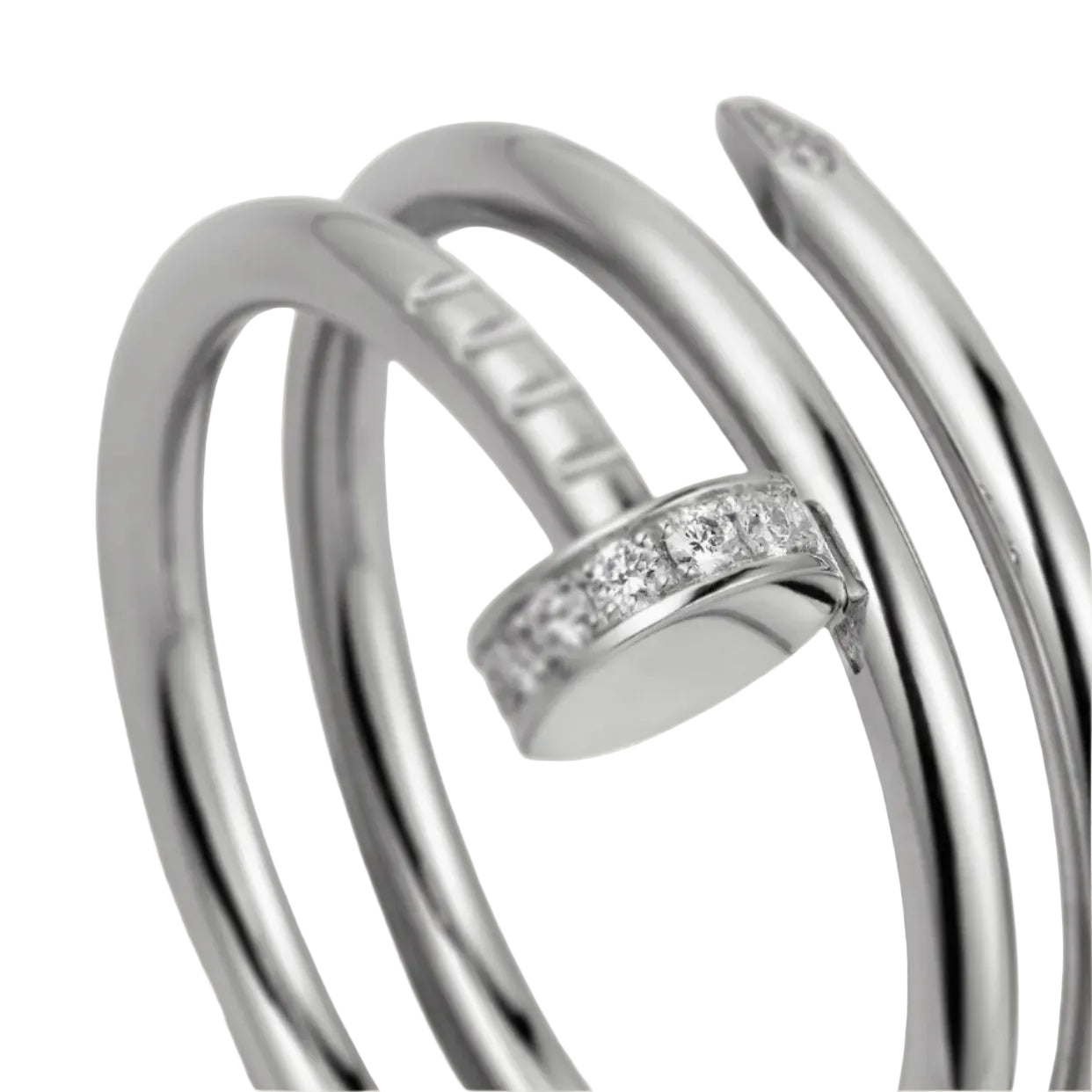 14k White Gold Nail Ring/Double