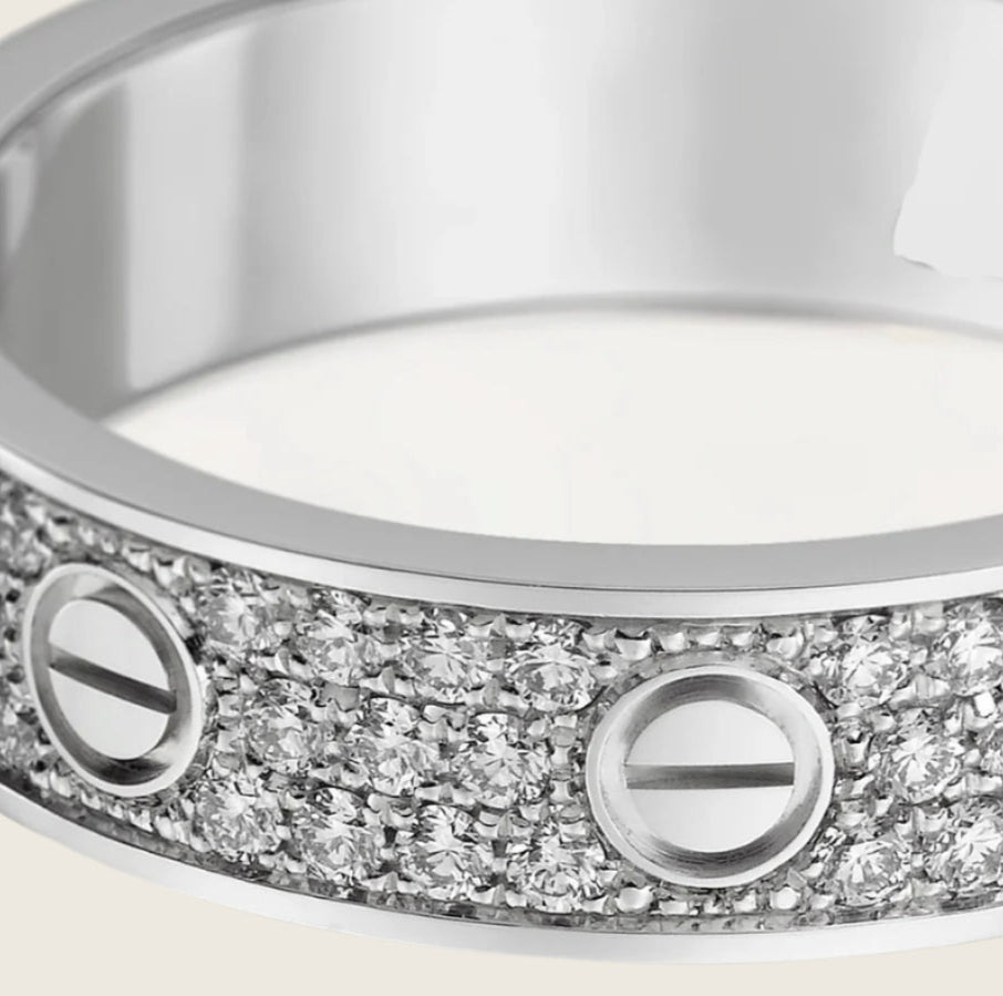 14k White Gold Love Ring