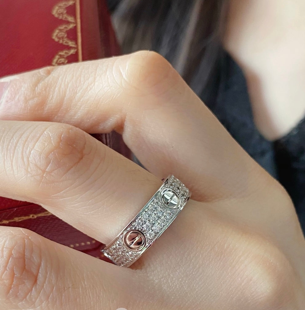 14k White Gold Love Ring