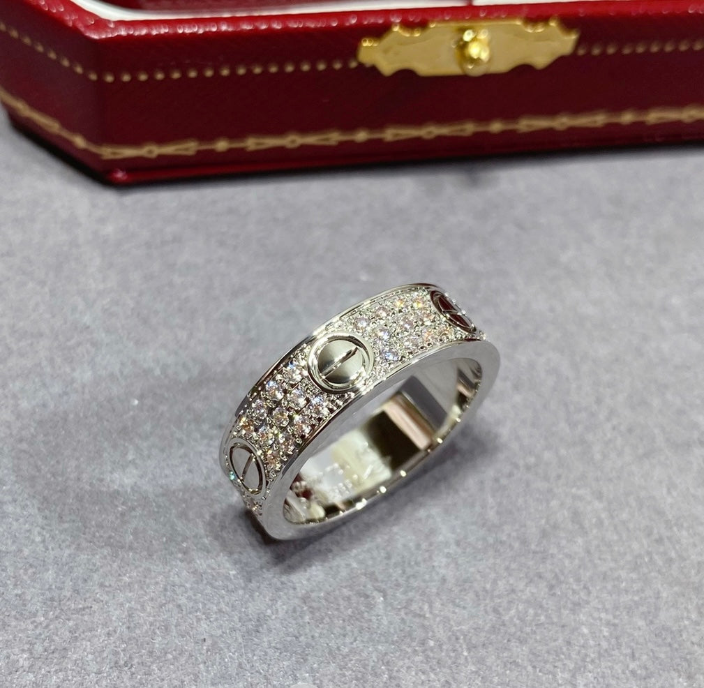14k White Gold Love Ring
