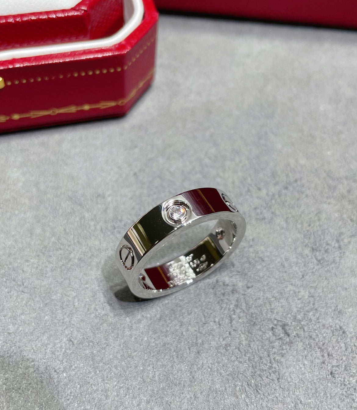 14k White Gold Love  Ring
